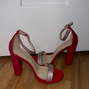 Wild Diva red rhinestone heels
